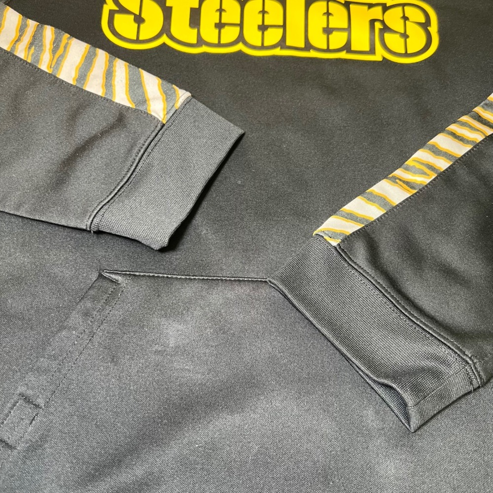 NFL Team Apparel Mens Size Large Pittsburgh Steelers Hoodie Black Yellow Zebra - Picture 8 of 13